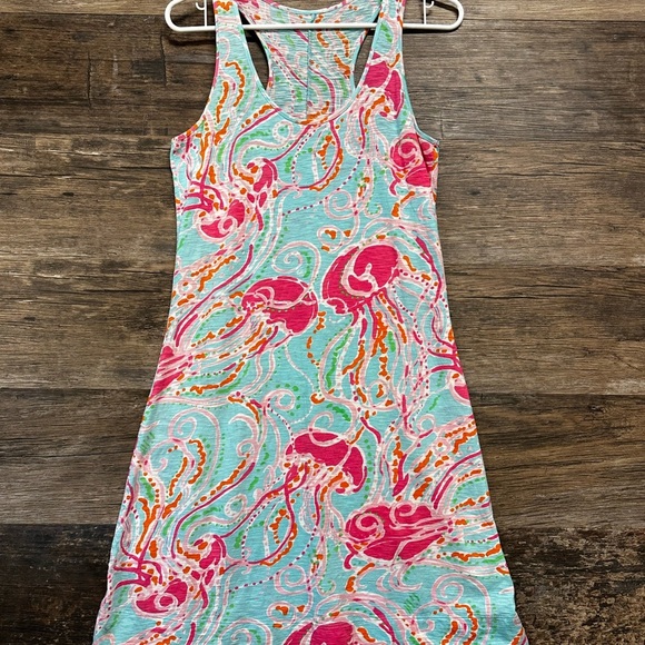 Lilly Pulitzer Pink and Aqua Jellyfish Tropical Dress Sundress Small - Picture 2 of 10